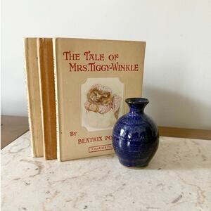 Vintage Small Round Cobalt Blue Studio Pottery Bud Vase Handcrafted Miniature